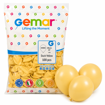 Балони GEMAR G90 – Duck Yellow (патешко жълто), 100 бр, 26 см