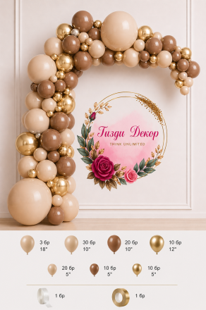 Комплект за арка от балони – мока, лате и злато (лукс серия)
