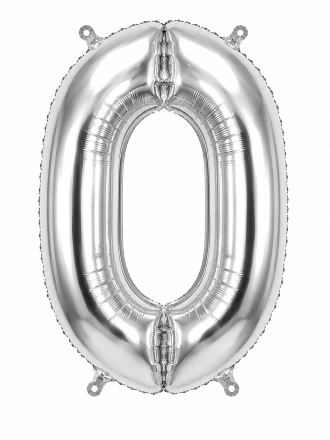 Фолиев балон цифра 0 – сребърен, 102 см