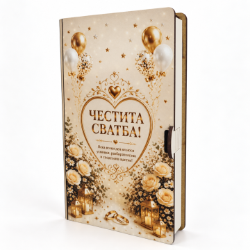 Дървен плик за пари „Честита сватба!“