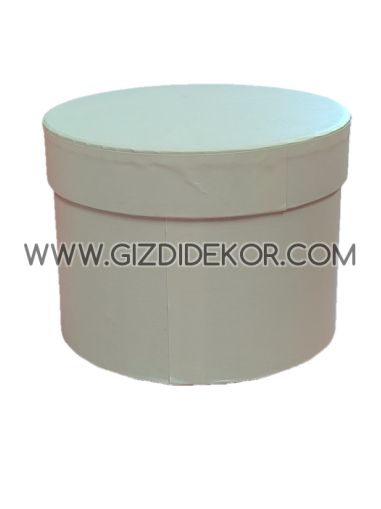 Бяла кръгла подаръчна кутия с капак 1