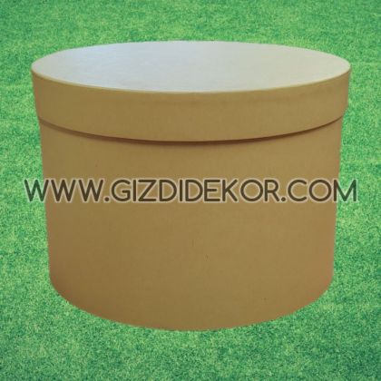 Кръгла куия с капак в бежвов цвят 1