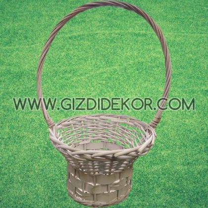 Кафява плетена кошница „шапка“ - ГОЛЯМА