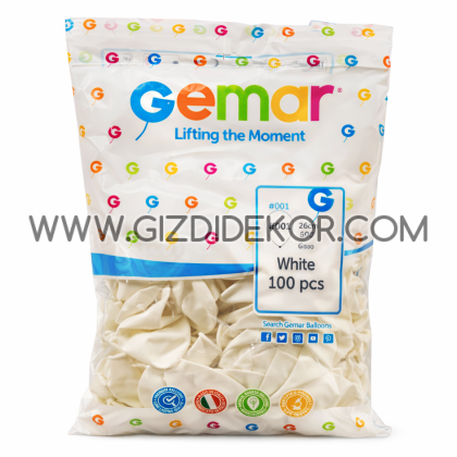 Бели балони GEMAR G90, 100 бр, 26 см
