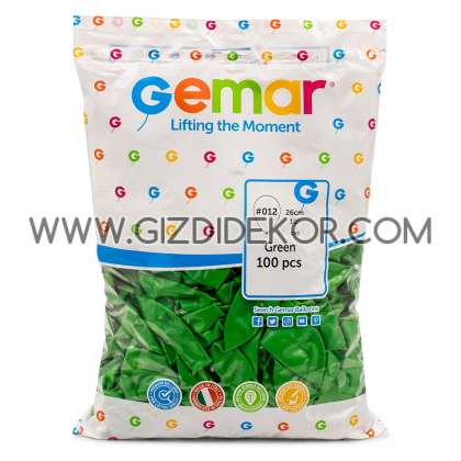 Зелени балони GEMAR G90, 100 бр, 26 см