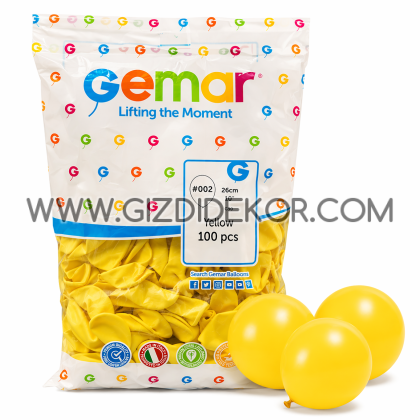 Балони GEMAR G90 – жълт (Yellow), 100 бр, 26 см
