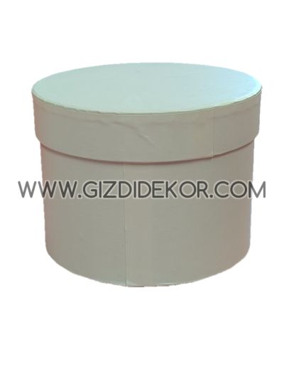 Бяла кръгла подаръчна кутия с капак 1