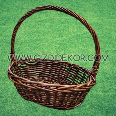Плетена кафява овална кошница - СРЕДНА