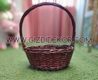 Кръгла кафява плетена кошница - ГОЛЯМА