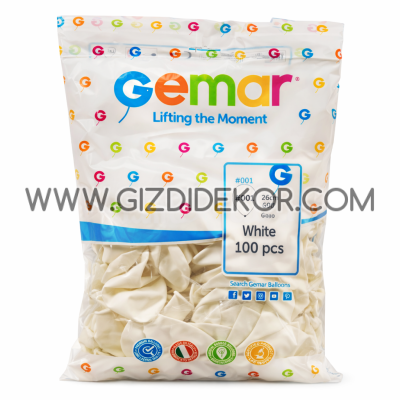 Бели балони GEMAR G90, 100 бр, 26 см