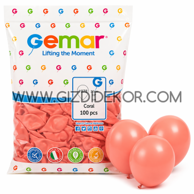 Балони GEMAR G90 – Coral (корал), 100 бр, 26 см